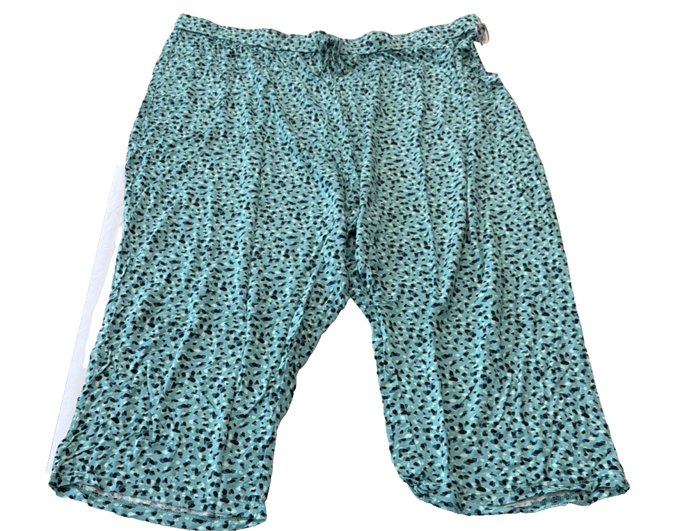 Ambrielle Turquoise Print Sleepwear Cropped Pajama Pants New Plus Size 3X